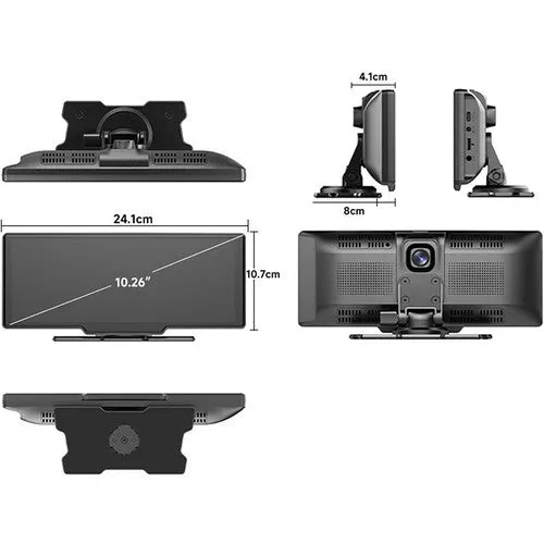 10.26" 4K Car Camera | Carplay | Android | GPS Navigation | Dashboard Video Recorder