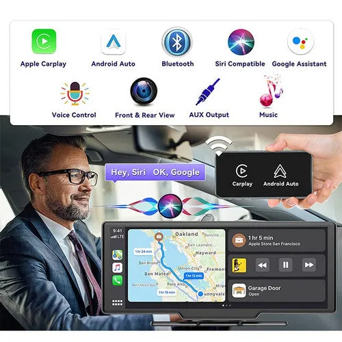10.26" 4K Car Camera | Carplay | Android | GPS Navigation | Dashboard Video Recorder