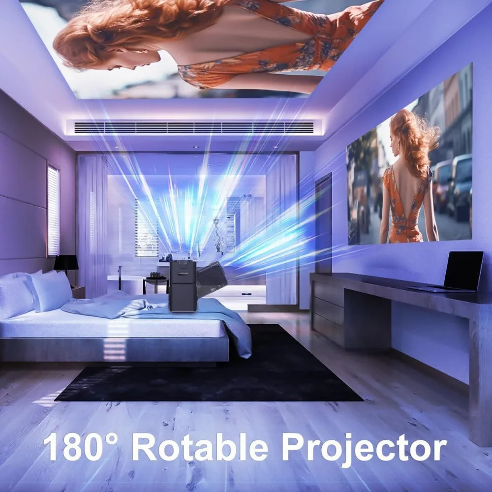 1080P 390 Lumens 4K Android 11 Projector with WiFi 6 and Bluetooth 5.0 | Supports Miracast, Airplay, and DLNA | HY320