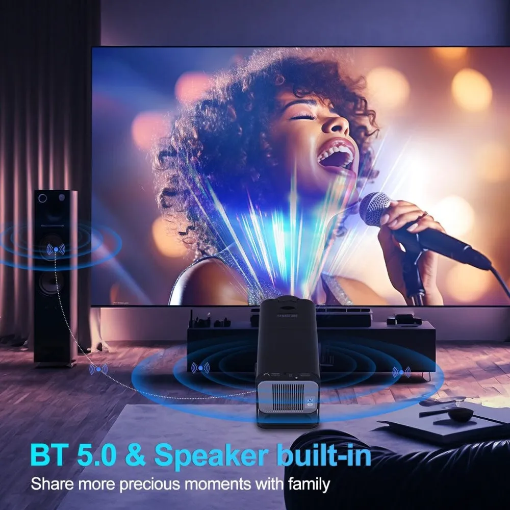 1080P 390 Lumens 4K Android 11 Projector with WiFi 6 and Bluetooth 5.0 | Supports Miracast, Airplay, and DLNA | HY320