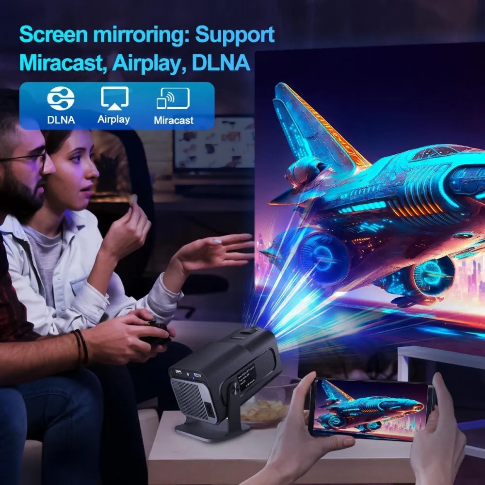 1080P 390 Lumens 4K Android 11 Projector with WiFi 6 and Bluetooth 5.0 | Supports Miracast, Airplay, and DLNA | HY320