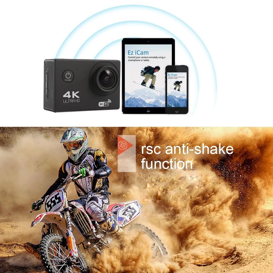 170° Wide Angle WiFi Action Camera | With Waterproof Case | Supports 64GB Micro SD | Magenta