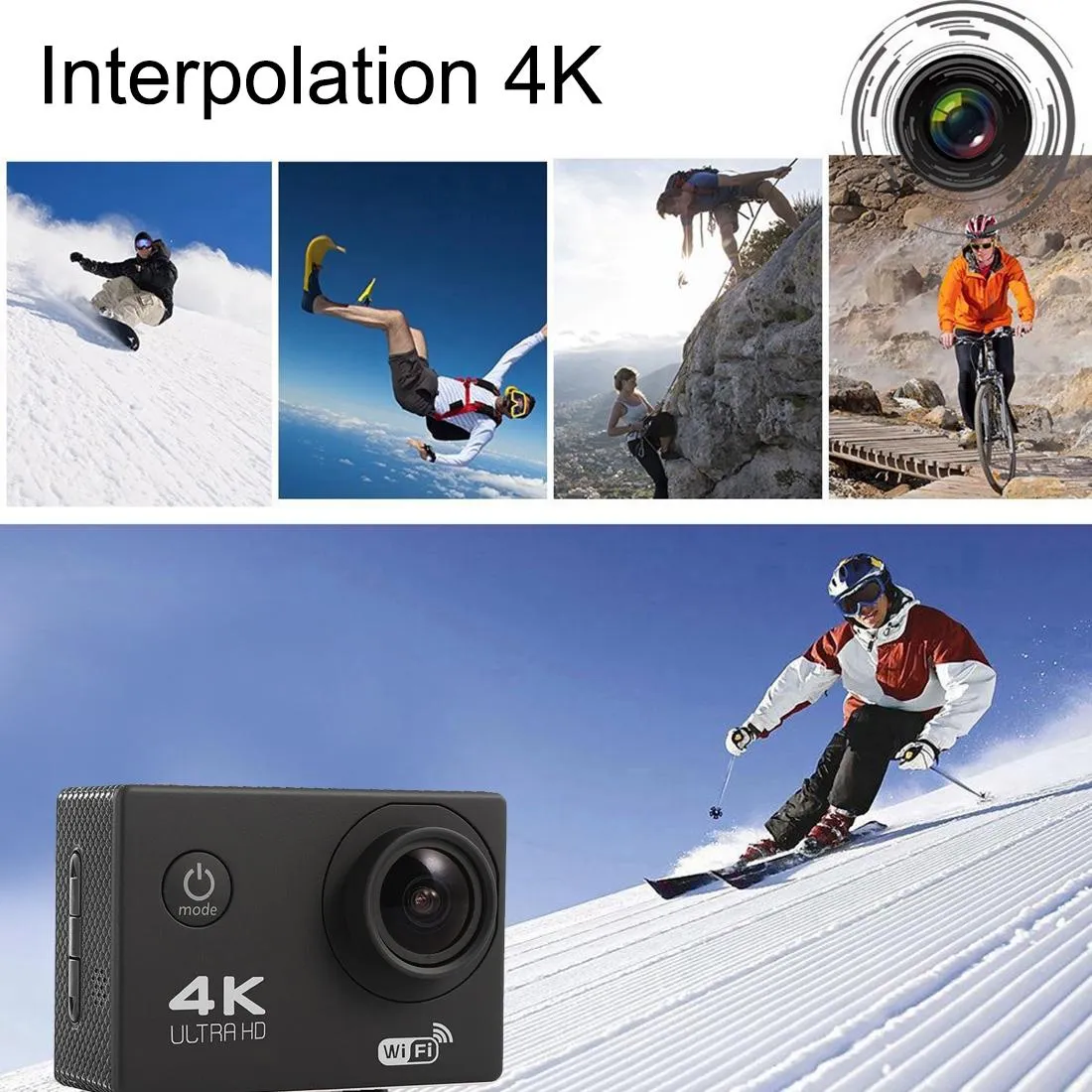170° Wide Angle WiFi Action Camera | With Waterproof Case | Supports 64GB Micro SD | Magenta
