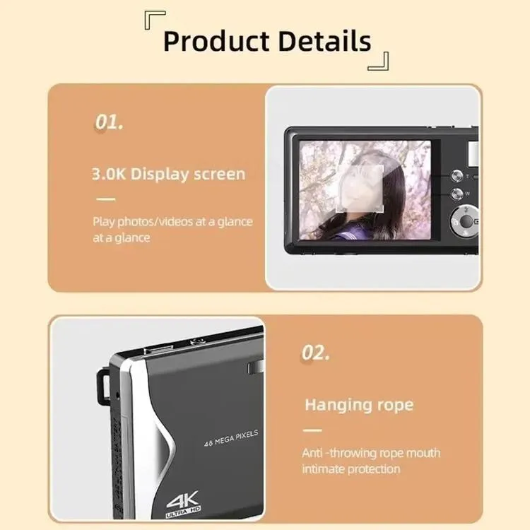3.0-inch Autofocus 4K HD Digital Camera with HD Screen | Black