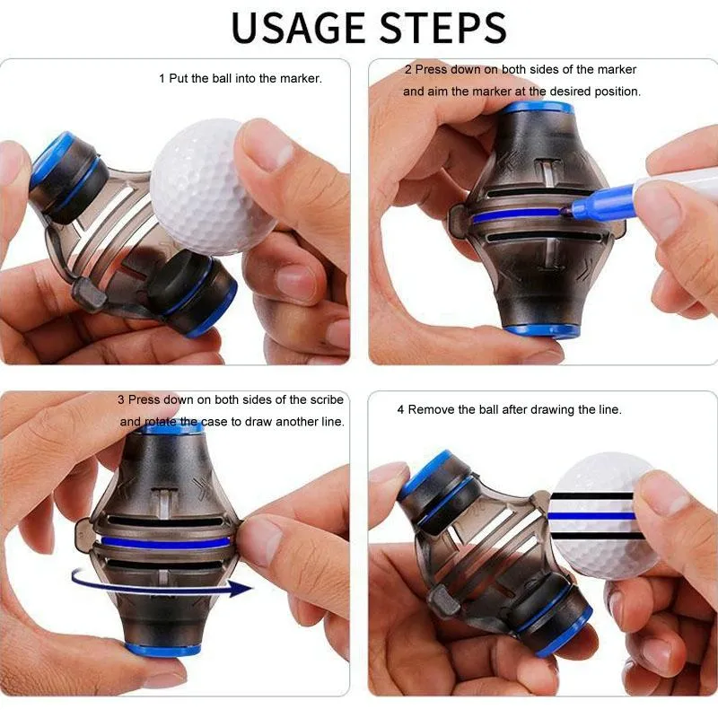 360-Degree Rotatable Golf Ball Scriber | With 2 Pens | Draw Five Lines