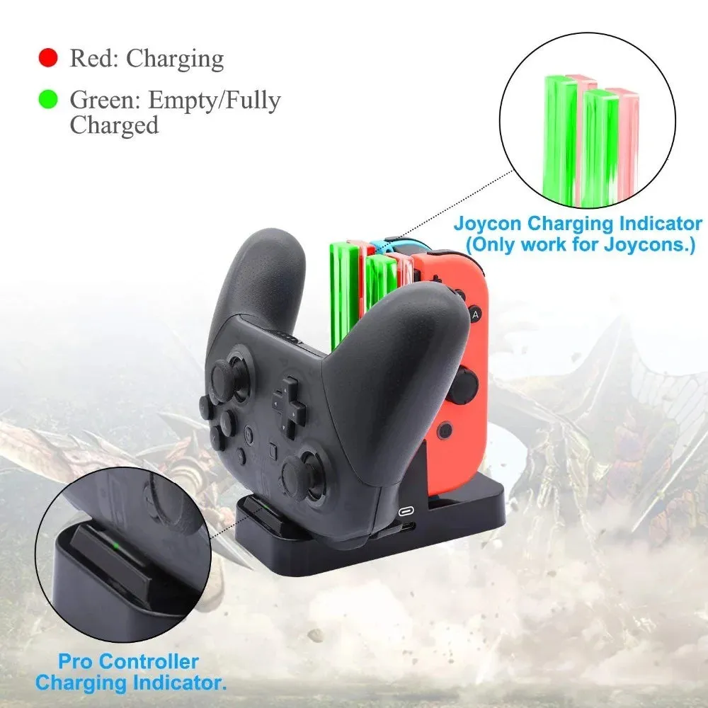 4 in 1 Charging Dock for Nintendo Switch Joy Con and Pro Controllers