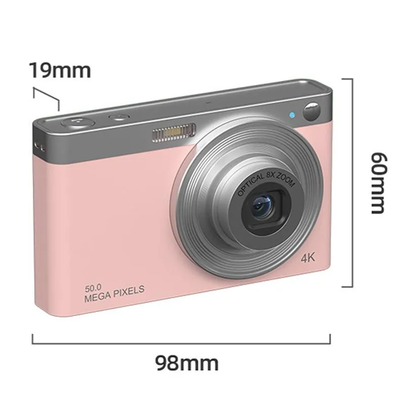 4K 8X Optical Zoom Telescopic Lens Digital Camera | Includes Card Reader & Wiper | Pink