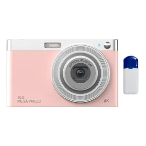 4K 8X Optical Zoom Telescopic Lens Digital Camera | Includes Card Reader & Wiper | Pink