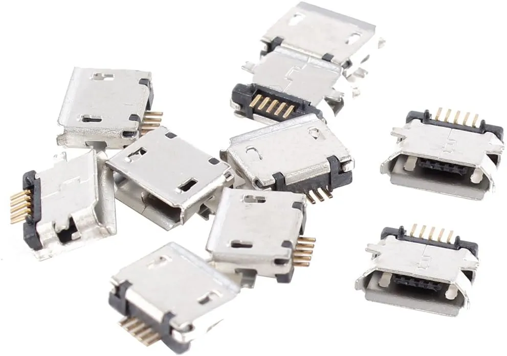 5-Pin Micro USB Type-B Female Socket 180 Degree SMD SMT Soldering Jack