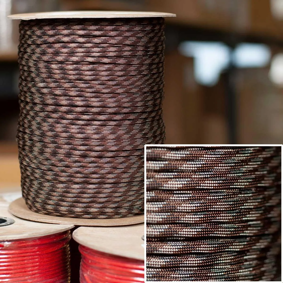 550 Paracord in Brown Camo -  1000' Spool