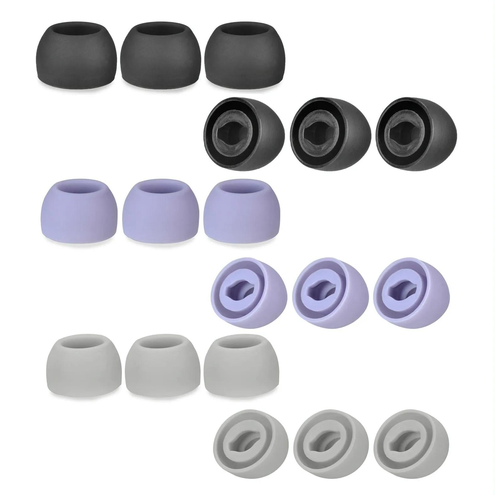 6-Pack Silicone Earplugs For Samsung Galaxy Buds Pro - Black Large