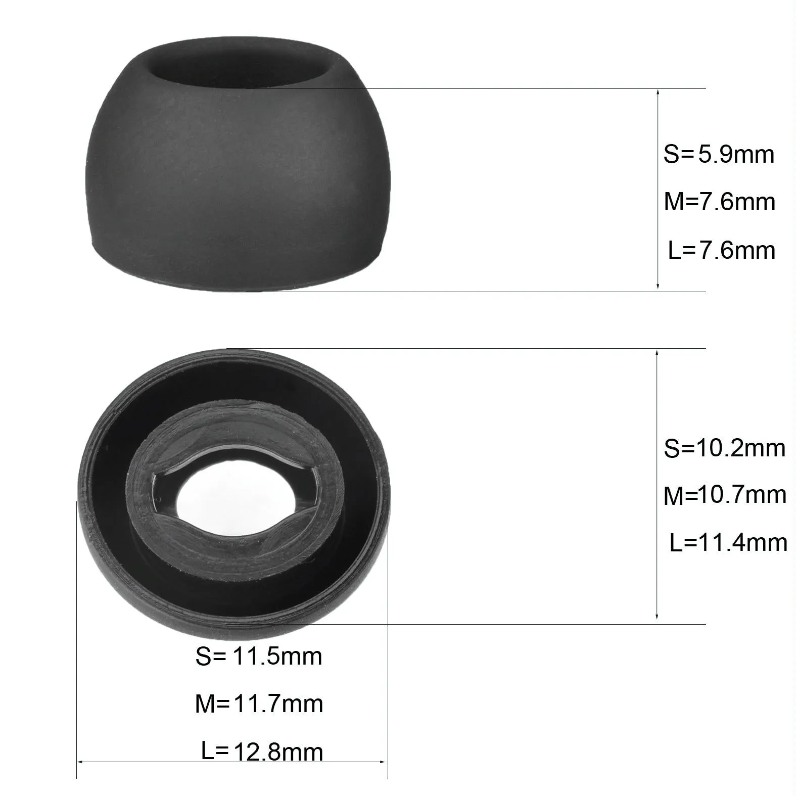 6-Pack Silicone Earplugs For Samsung Galaxy Buds Pro - Black Large