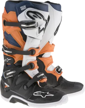 ALPINESTARS Tech 7 Enduro Boots Black/Orange/White/Blue Sz 10 2012114-1427-10