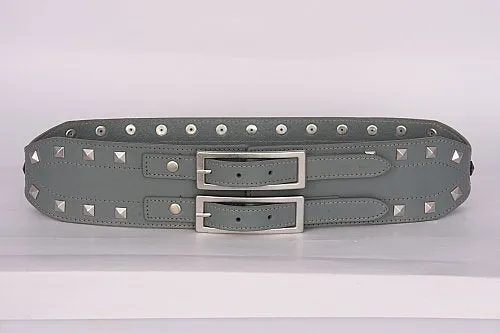 PAGANI REAL LEATHER GREY TRENDY STUDDED LADIES HIGH WAIST BELT